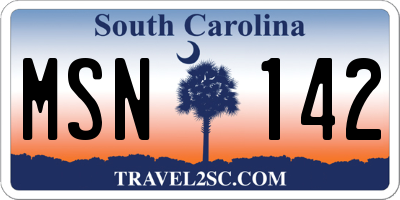 SC license plate MSN142
