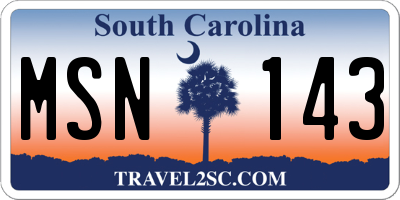 SC license plate MSN143