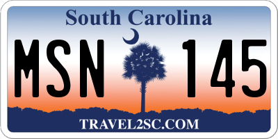 SC license plate MSN145