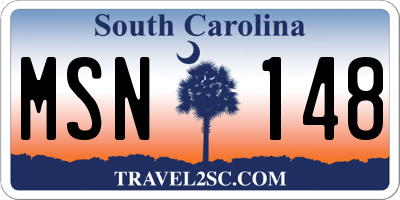 SC license plate MSN148