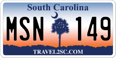 SC license plate MSN149