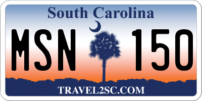 SC license plate MSN150