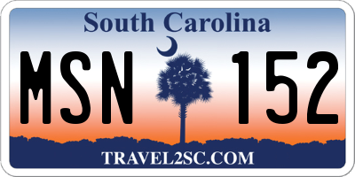 SC license plate MSN152