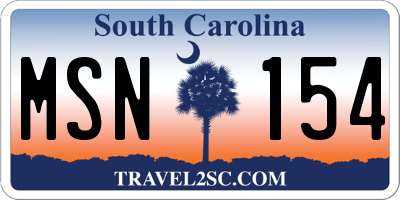 SC license plate MSN154