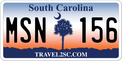 SC license plate MSN156