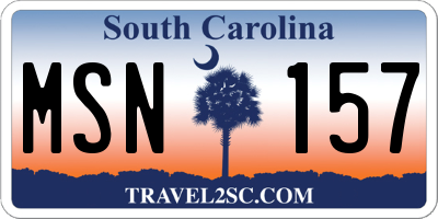 SC license plate MSN157
