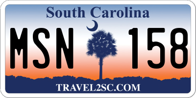 SC license plate MSN158