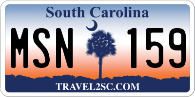 SC license plate MSN159