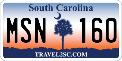 SC license plate MSN160
