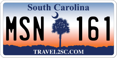 SC license plate MSN161