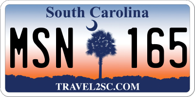 SC license plate MSN165