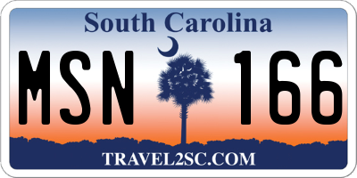 SC license plate MSN166