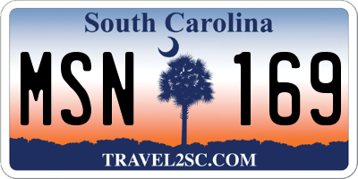 SC license plate MSN169