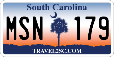 SC license plate MSN179