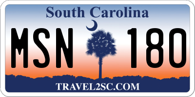 SC license plate MSN180