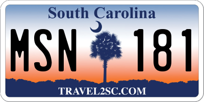 SC license plate MSN181