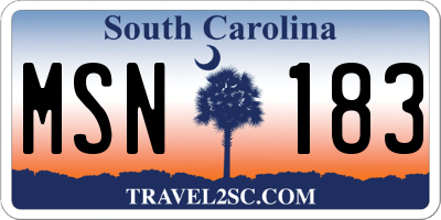 SC license plate MSN183