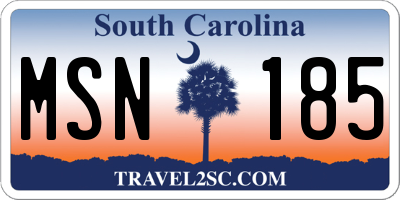 SC license plate MSN185