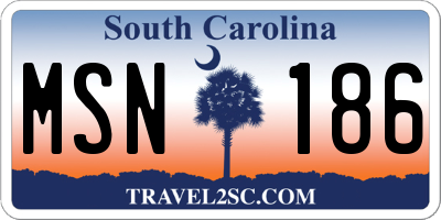 SC license plate MSN186