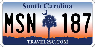 SC license plate MSN187