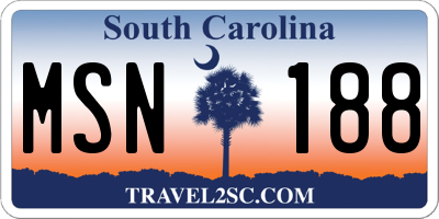 SC license plate MSN188
