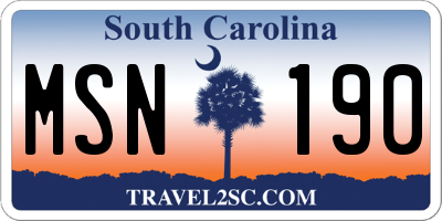 SC license plate MSN190