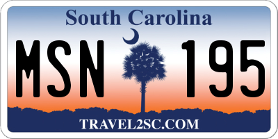 SC license plate MSN195