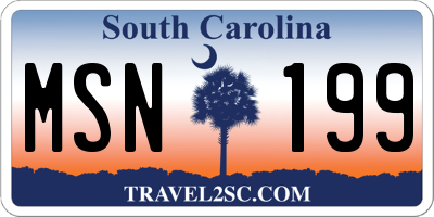 SC license plate MSN199