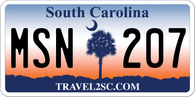SC license plate MSN207
