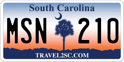 SC license plate MSN210