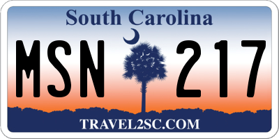 SC license plate MSN217