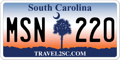 SC license plate MSN220