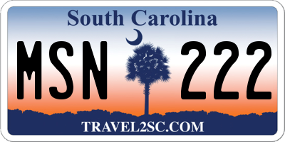 SC license plate MSN222