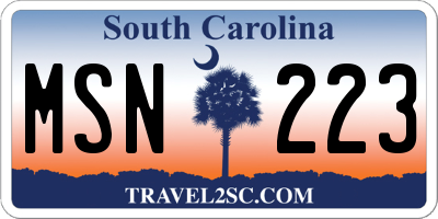 SC license plate MSN223