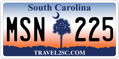 SC license plate MSN225