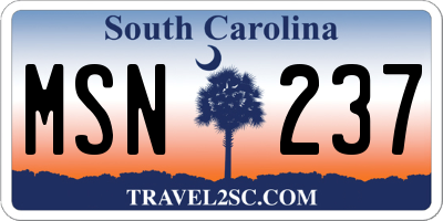 SC license plate MSN237