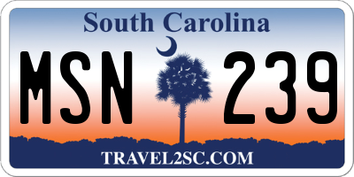 SC license plate MSN239