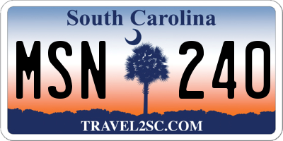 SC license plate MSN240