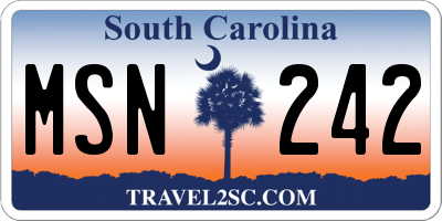 SC license plate MSN242