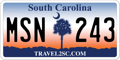 SC license plate MSN243