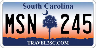 SC license plate MSN245