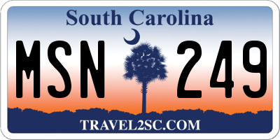 SC license plate MSN249