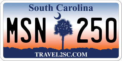 SC license plate MSN250