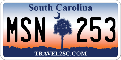 SC license plate MSN253