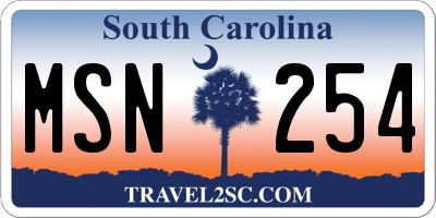 SC license plate MSN254