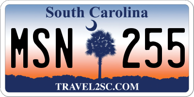 SC license plate MSN255