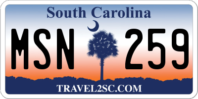 SC license plate MSN259
