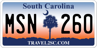 SC license plate MSN260