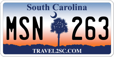 SC license plate MSN263