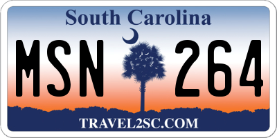 SC license plate MSN264
